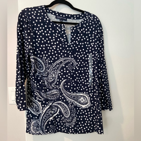 Jones New York Tops - Jones New York Blue 3/4 Sleeve Relaxed Blouse